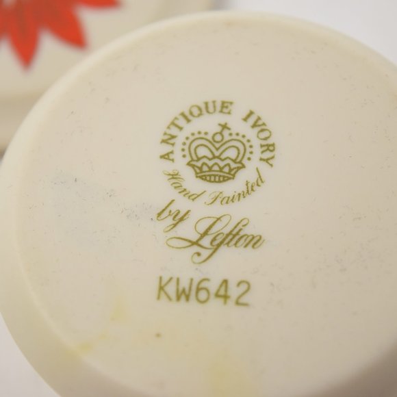Vintage Lefton December Trinket Box and Lid Poinsettia KW642 Christmas Holiday - Picture 9 of 10